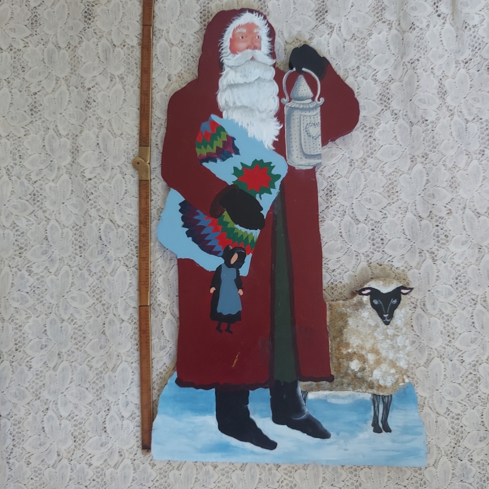 Big Santa Claus Wall Decor Plywood Cut Out 18.5 inches tall Country Farmhouse